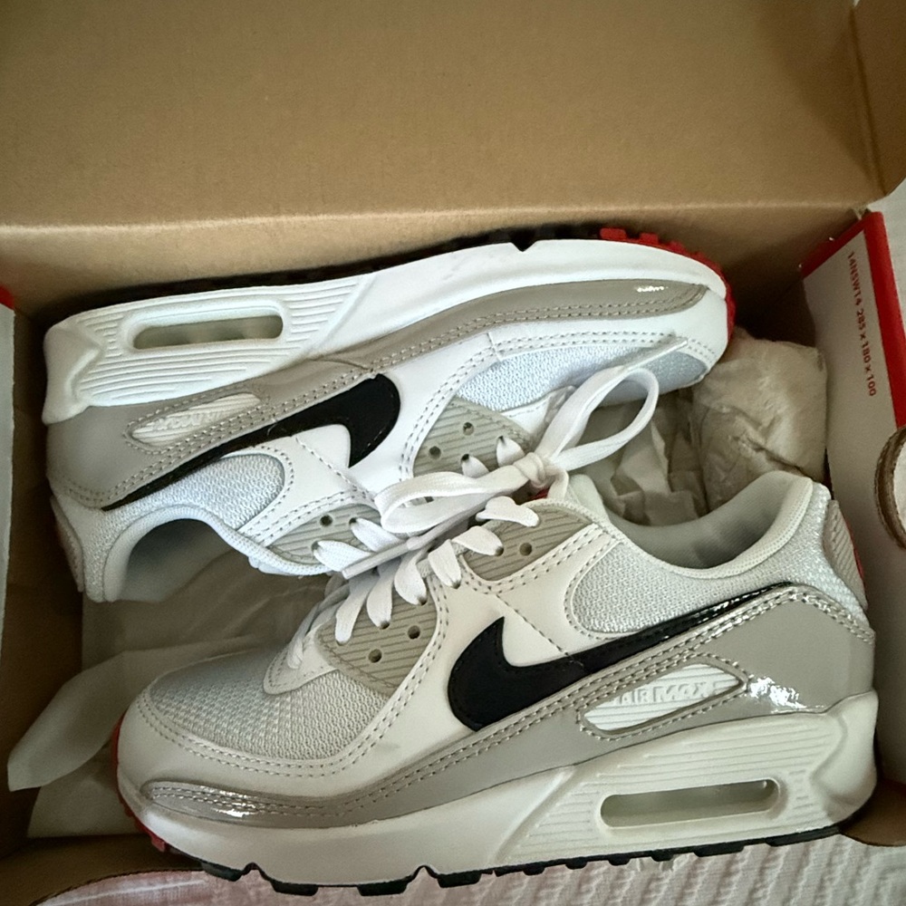 Nike Air Max 90 White, Black, and Red